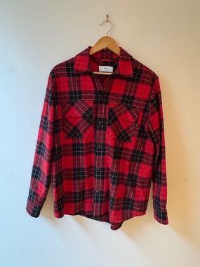 TNA/Aritzia Unisex Red and Black Flannel Camp Shirt